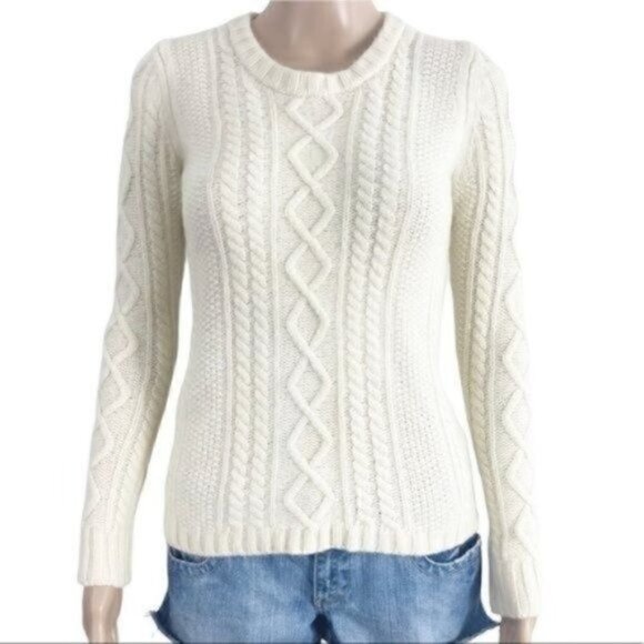 Madewell Sweaters - Madewell Cable Knit 100% Merino Wool crew neck sweater style 08269 size small